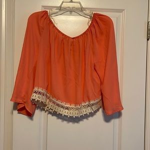 Coral of the shoulder blouse